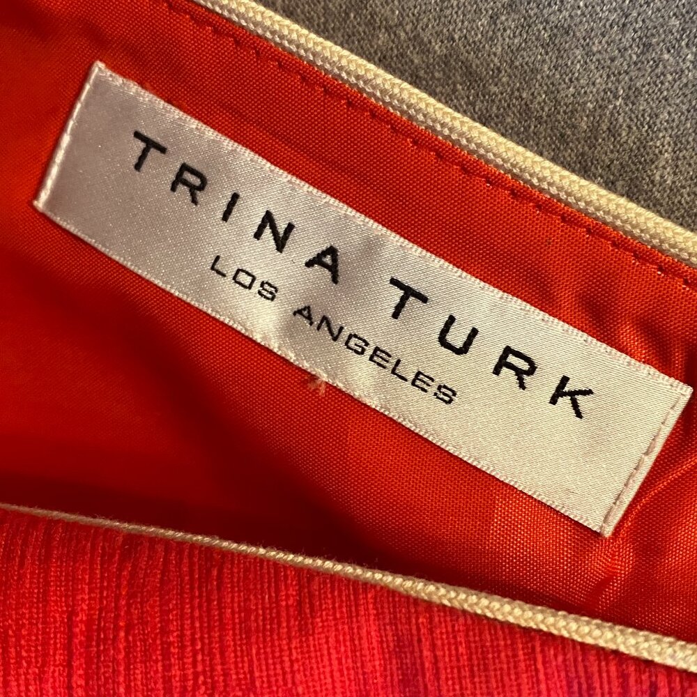 Trina Turk Los Angeles Dress Waist Sleeveless in Red Size 6 Fit And Flare - Picture 2 of 8
